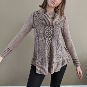 Ruby Moon Pink Cowl Neck Knit Sweater